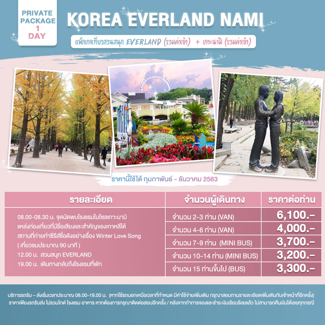PRIVATE PACKAGE KOREA EVERLAND NAMI 1 DAY